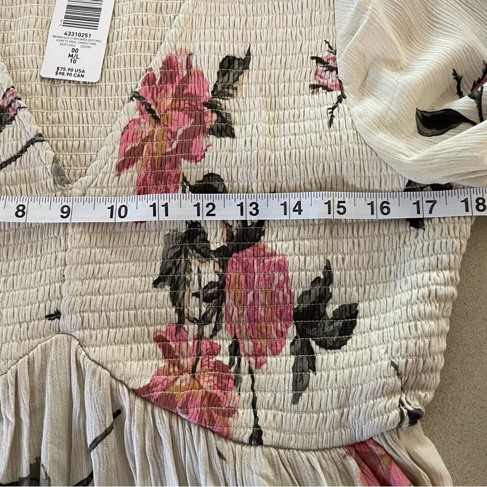 Torrid Rory Floral Long Sleeve Dress Smocked Bodice Gauze Woven Dress M/L NWT - Picture 15 of 16